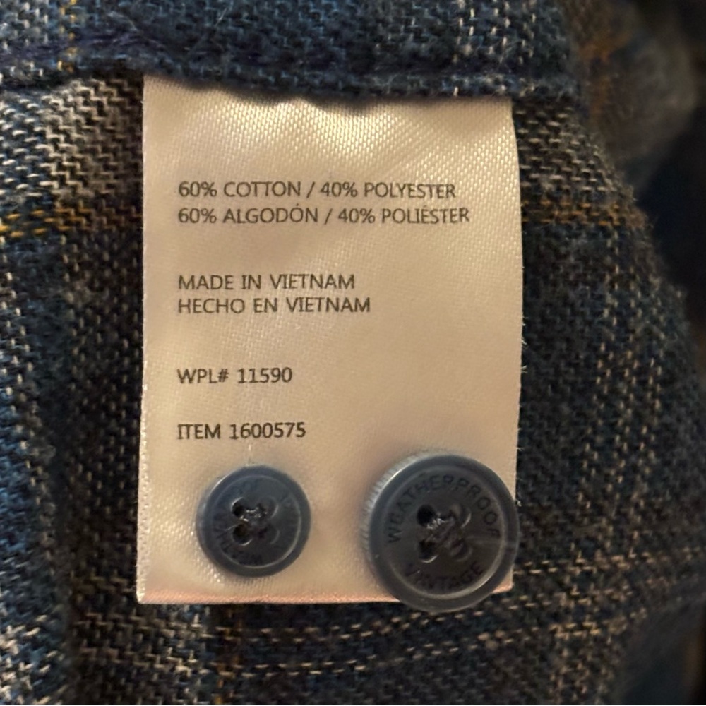 Original Weatherproof Vintage Flannel Shirt Men’s Medium Blue Plaid Button Up - Picture 9 of 10